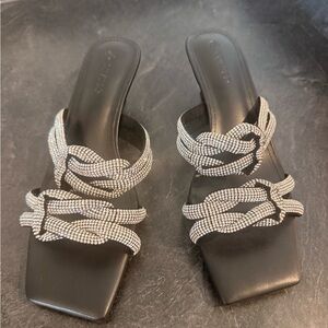 Elegant Black and Silver Women's Sandals